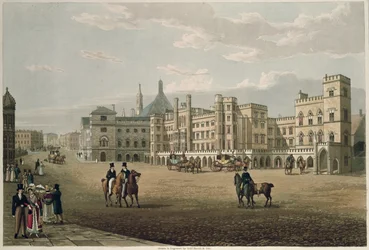 View of the House of Lords and Commons, from Old Palace Yard, pub. 1821 by Colnaghi und Co.
