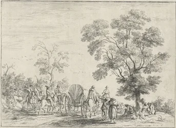 Covered Wagon Escorted by Riders