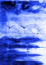 Birds Over Blue Horizon