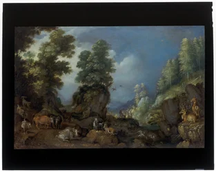 A Rocky Landscape with Animals