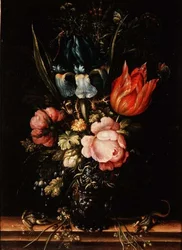 A Still Life of Roses, Tulips and other Flowers