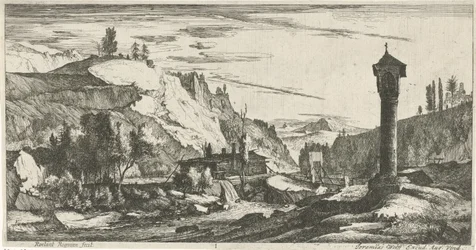 Mountainous Landscape with Column