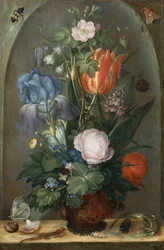 Flower Still Life with Two Lizards, 1603