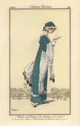 Woman Reading a Letter Wearing a Velvet Dress and Toque
