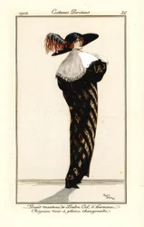 Woman in Long Coat of Otter Fur with Ermine Collar