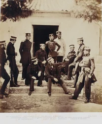 The Staff at Headquarters, from an album of 52 photographs associated with the Crimean War, 1855