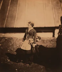 Vivandière, Full-length Portrait of French Cantinière Wearing Zouave Regiment Dress, Crimean War, Crimea, Ukraine