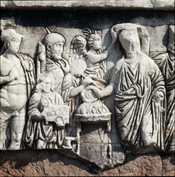 A Decennalia of the Tetrarchy, Representing a Tetrarch Crowned by a Victory Making a Libation to the God Mars (Bas Relief Dedicated to Stilicho)