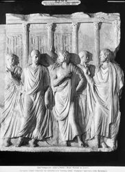 A group of senators outside the Temple of Jupiter