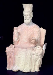 Baal Hammon seated on his throne, from the sanctuary at Bir Bou Regba