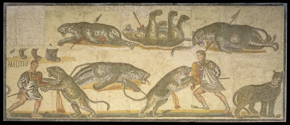 Battle Between Gladiators and Wildcats, 320 AD