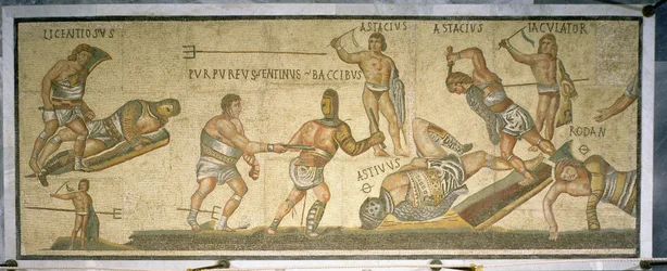 Battle between gladiators, 320 AD