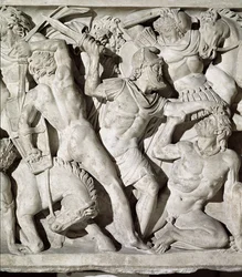 Sarcophagus Depicting a Battle Between Romans and Galatians (detail)