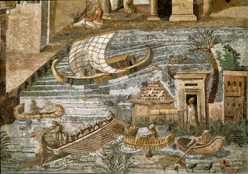 Detail of the Nilotic Mosaic of Preneste (Palestrina) from the Shrine of the Deity of Fortune Primigenia, 80 BC