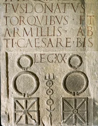 Inscribed insignia of Twentieth Victorious Valerian Legion