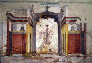 Interior view of the frescos of the masks room