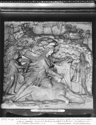 Mithras Sacrificing the Bull in a Grotto Between Two Characters in Asiatic Costume