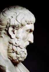 Portrait of Epicurus, Greek philosopher - Bust in marble