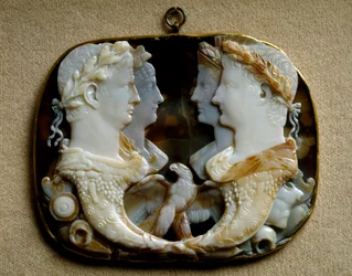 Roman Art: Onyx Cameo (Gemma Claudia) Depicting Imperial Couples