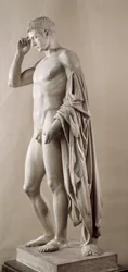 Roman Art: statue of the Roman Emperor Augustus (formerly Octavian) (63 BC-14 AD). Paris, Louvre Museum