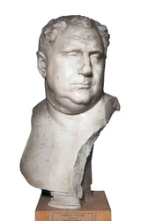 Roman art: Bust of Vitellius, Roman Emperor, 2nd century (marble)
