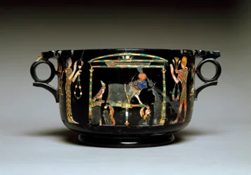 Roman art: cup with Egyptian motifs. From Castellammare di Stabia. Museo Archeologico Nazionale, Naples