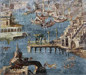 Roman art: landscape showing a port commonly identified as Pozzuoli
