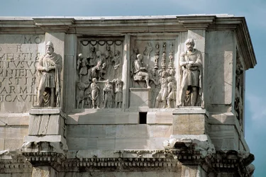 Low Marble Relief Representing the Distribution of Subsidies to the People and the Surrender of a Barbarian Leader