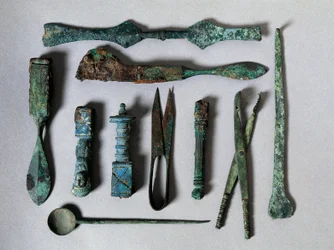 Set of surgical instruments from the House of the Surgeon in Pompei. 1st century BC. Naples, Museo Archeologico Nazionale