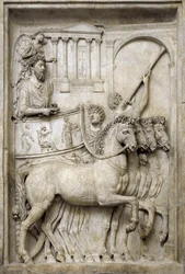 Roman emperor Marcus Aurelius on his triumphal trolley, 2nd century