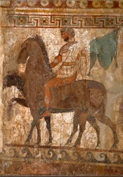 Samnite Rider (4th century BC) from Paestum, Italy. Fresco. Archaeological Museum of Naples