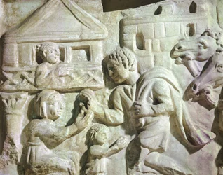 Scene of Deer Hunting with Nets, Roman Sarcophagus, 4th Century