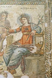The Apollo and Marsyas Mosaic, Detail of Pliny and Apollo, House of Aion, Paphos, Cyprus