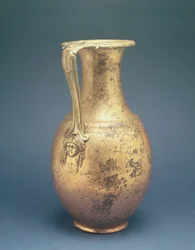 Wine jug with decorative handle, from the Roman site at Newstead, Melrose, late 1st century AD