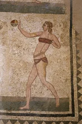 Woman Playing Ball. Roman Mosaic of the 3rd - 4th Century of Villa del Casale, Piazza Armerina