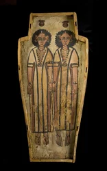 Base of anthropoid coffin, Upper Egypt, Thebes, Late Roman Period, c.175-200 AD