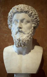Bust of the Roman Emperor Marcus Aurelius (121 - 180 AD) marble