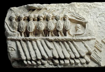 Bireme Carrying Armed Soldiers