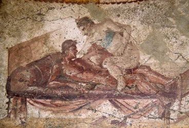 Erotic fresco from Lupanar, Pompeii