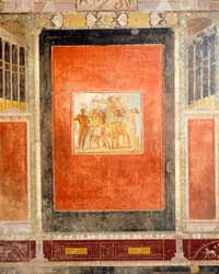 Fresco Decoration of Hall of Tablino, House of Marcus Lucretius Fronto, Pompeii, Campania, Roman Civilization