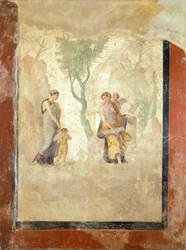 Fresco Depicting Eros Being Punished in Presence of Aphrodite, from House of Love Punished, Pompeii (UNESCO World Heritage List)