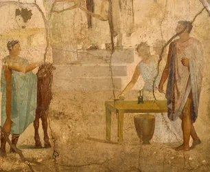 Fresco depicting scene of sacrifice, decoration from House of Gilded Cupids