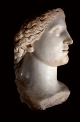 Head of the Goddess Juno - White Marble Sculpture, Roman Period