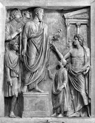 Marcus Aurelius (AD 121-180) Delivering a Speech at the Forum, or Hadrian (AD 76-138) Delivering a Funeral Oration for Sabine, probably 3rd or 4th century AD