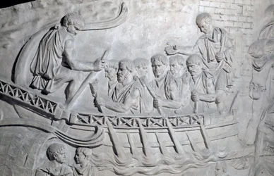 Roman Soldiers on a Galley on the Danube During the First War in Dacia