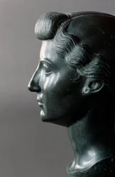 Roman Art: Bust of Livia (55 BC-29 AD) (Livia Drusilla Augusta), wife of the Roman Emperor Augustus (Octavian, Octavian or Latin Gaius Julius Caesar Octavianus) (61 BC-14 AD). 31 BC. Basalt sculpture. Dimensions 0.32 m. Louvre Museum, Paris