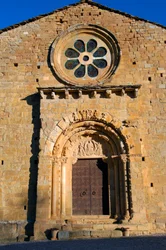 Façade of the Church of Saint Maria de Covet, Isona, Spain