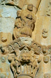 Façade of the Church of Saint Maria de Covet, Isona, Spain (detail)