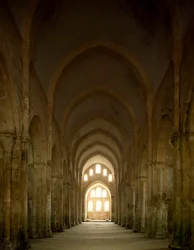 View of the nave of the church of the Cistercian abbey founded in the 12th century