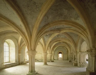 View of the scriptorium, meeting place of the community, Cistercian abbey